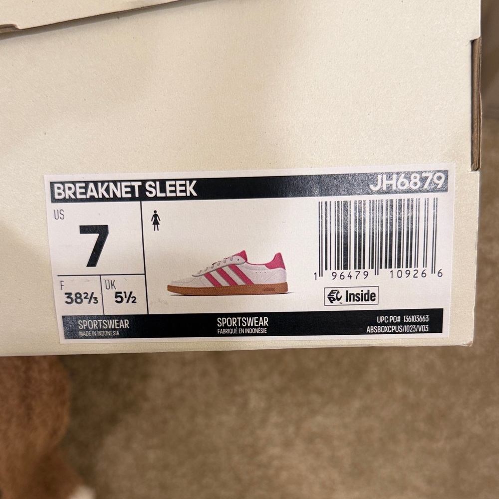 Adidas Pink and Cream Striped Sneakers - Picture 2 of 5